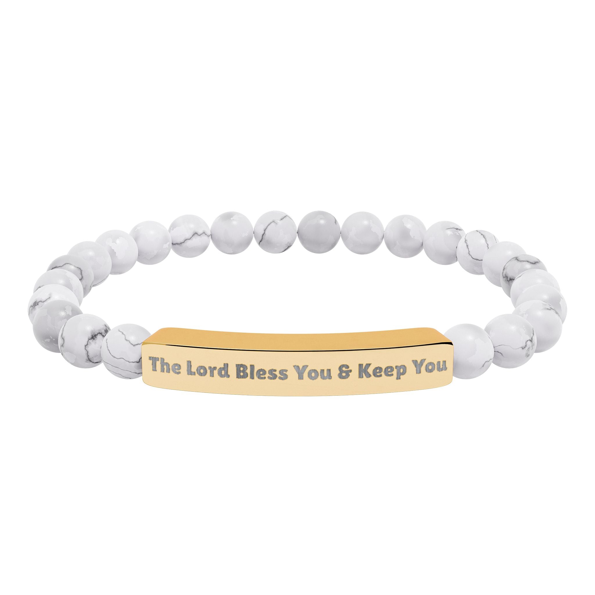 “The Blessing” Engraved Bracelet — Inspired by Numbers 6:24-26 - Semi-Precious Stone - Stainless Steel Bar, 18K PVD Coating available