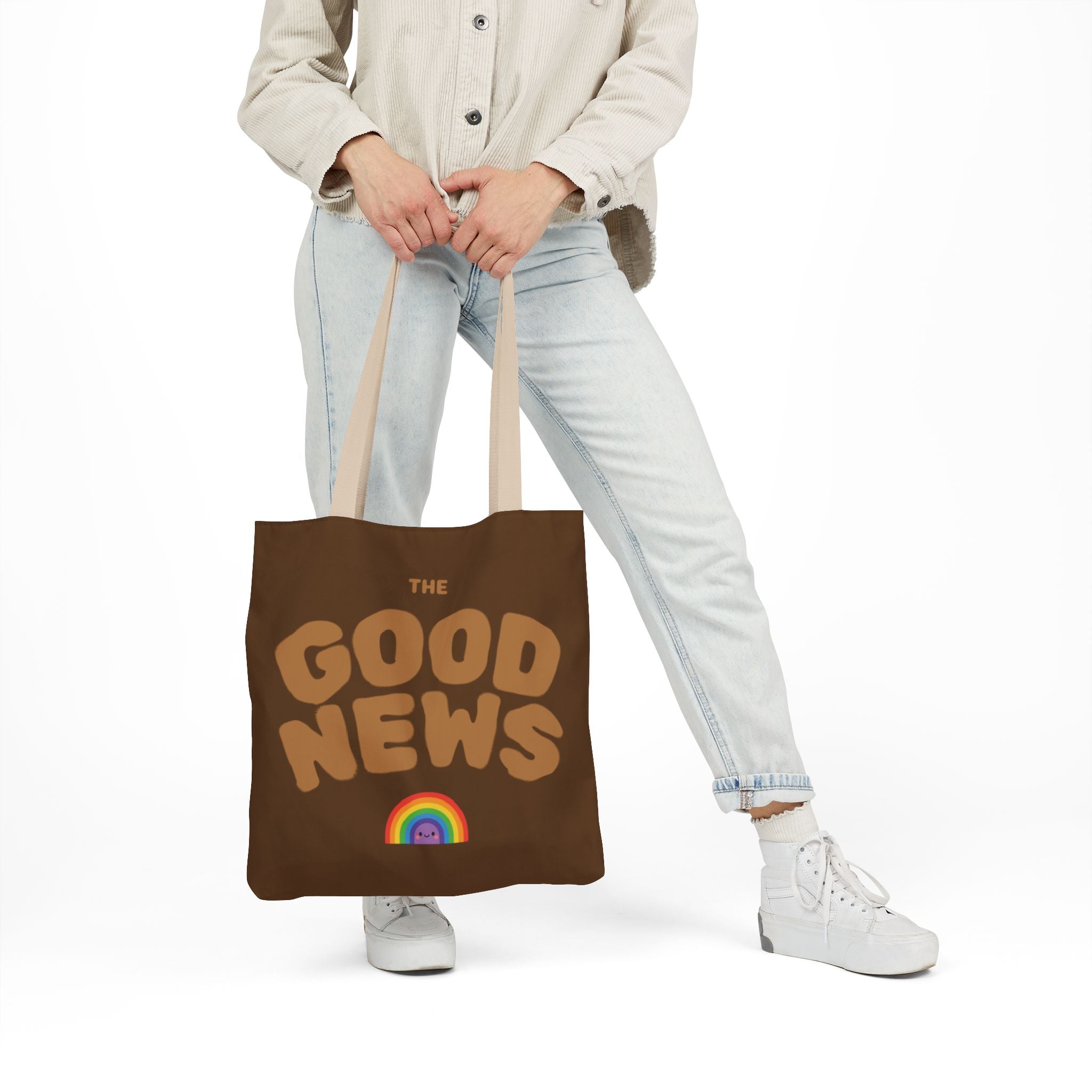 Bold Rainbow Tote Bag – Hand-Drawn Noah’s Ark and Genesis Design
