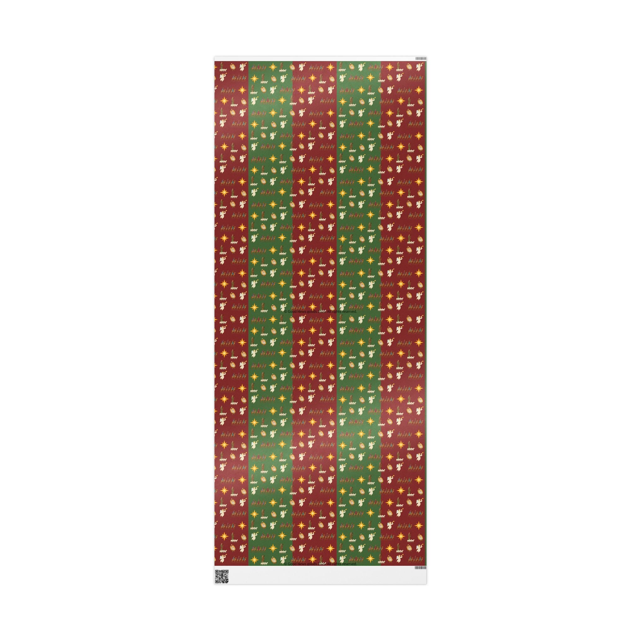 Christmas Nativity Wrapping Paper – Red & Green, Glossy