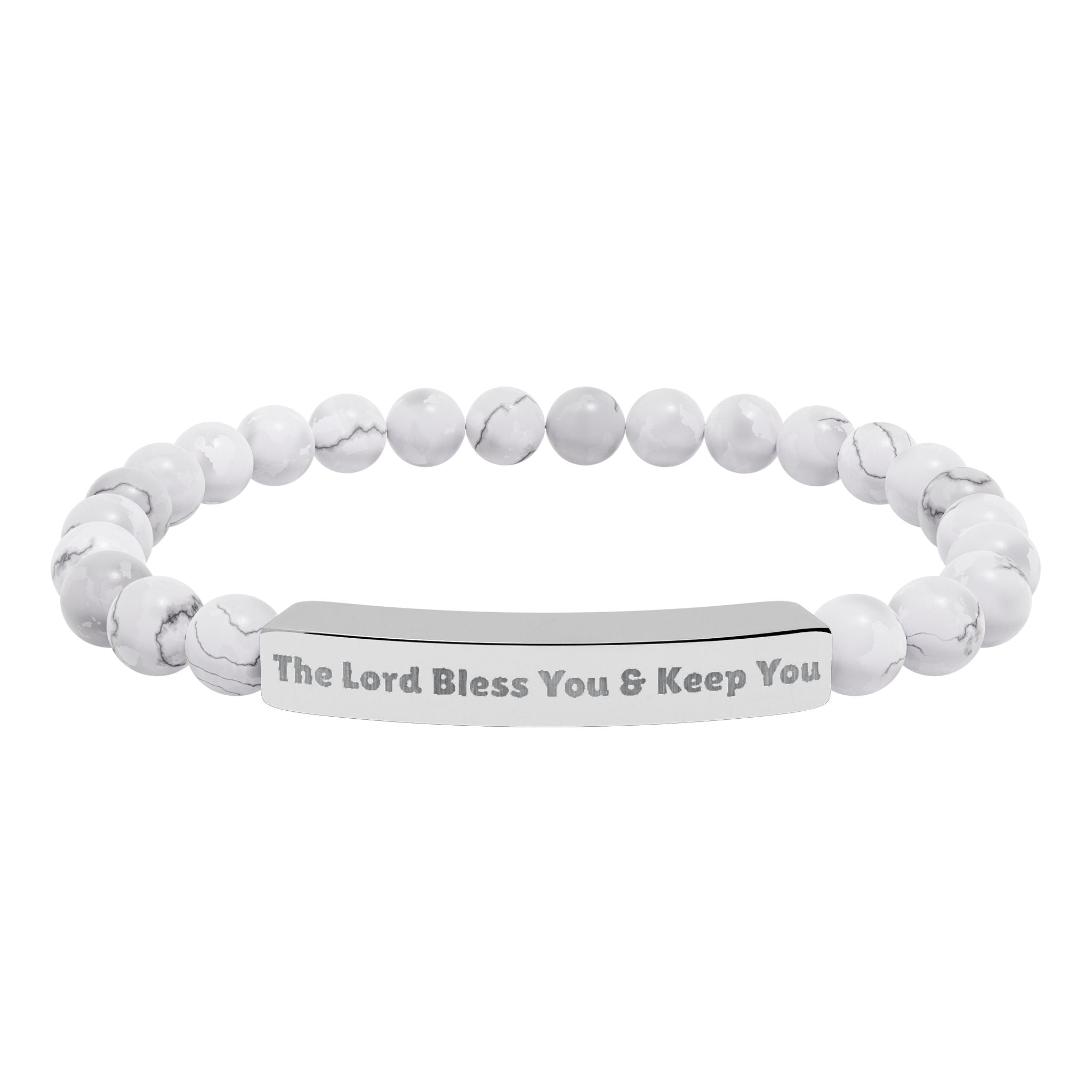 “The Blessing” Engraved Bracelet — Inspired by Numbers 6:24-26 - Semi-Precious Stone - Stainless Steel Bar, 18K PVD Coating available