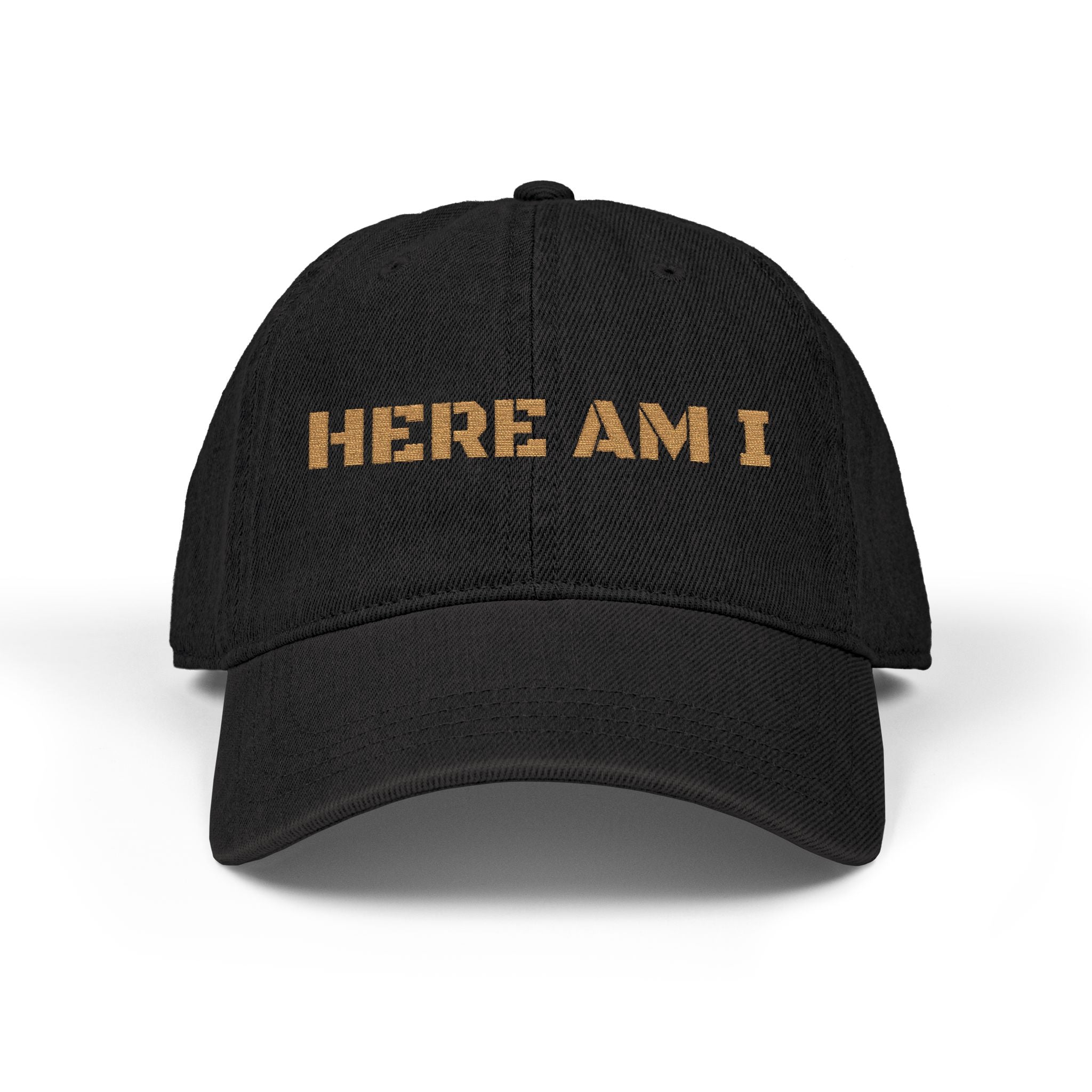 “Here Am I / Send Me” Denim Hat – Hand-Embroidered Faith Design