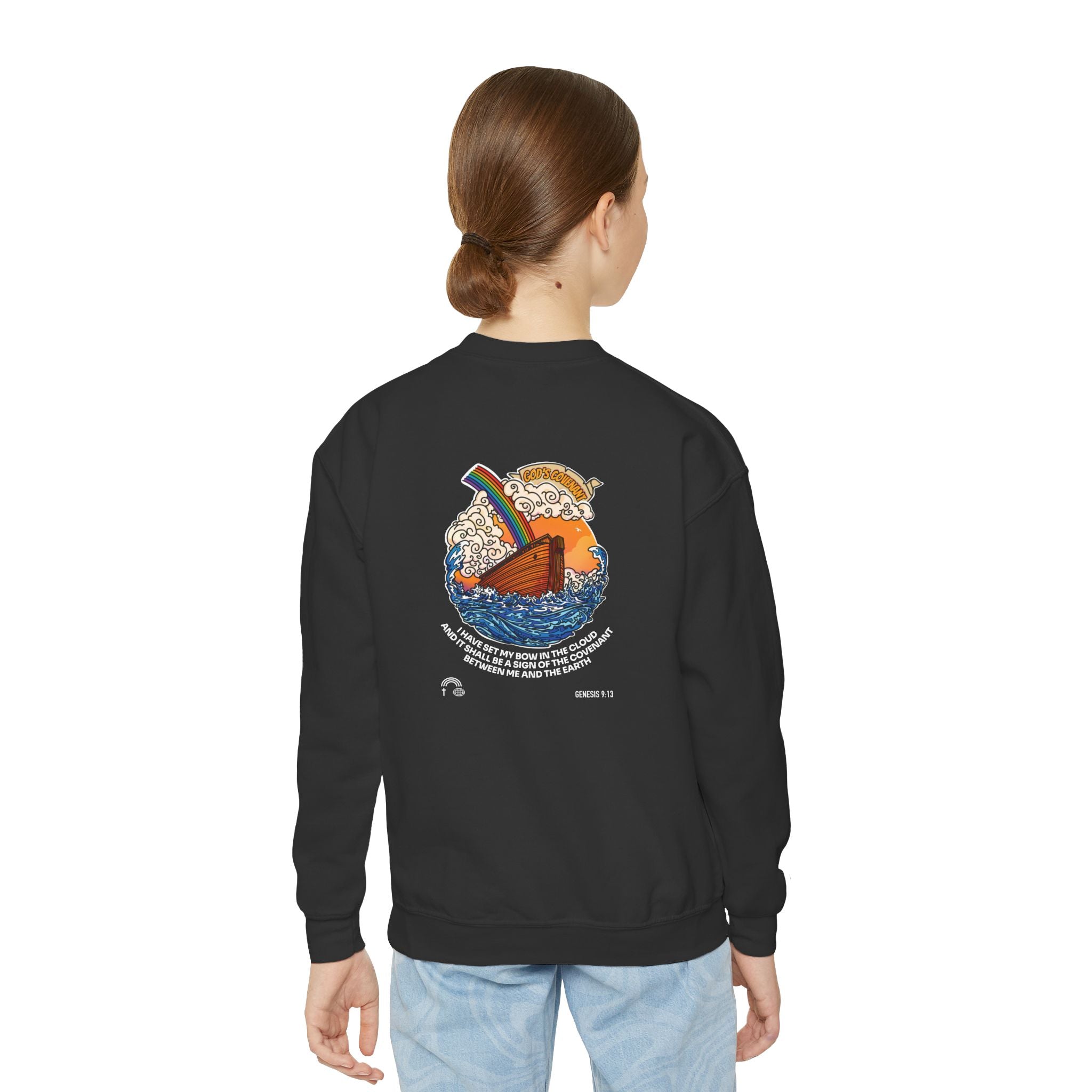 Youth “The Covenant” Crewneck Sweatshirt – Hand-Drawn Faith Graphic