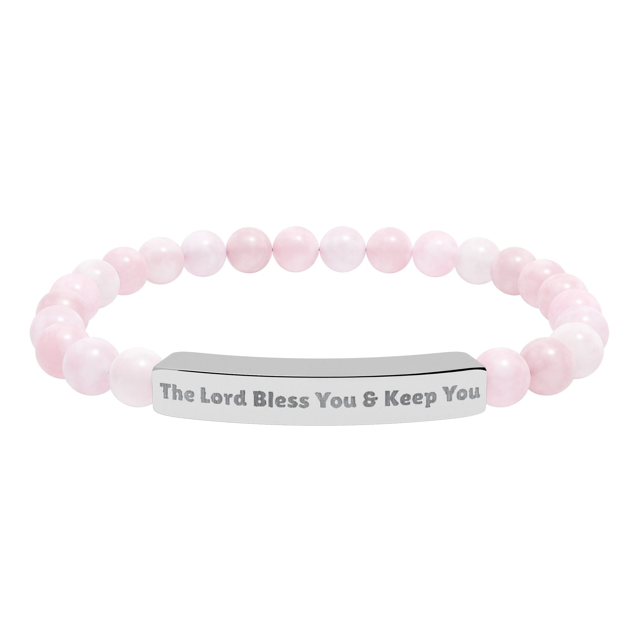 “The Blessing” Engraved Bracelet — Inspired by Numbers 6:24-26 - Semi-Precious Stone - Stainless Steel Bar, 18K PVD Coating available