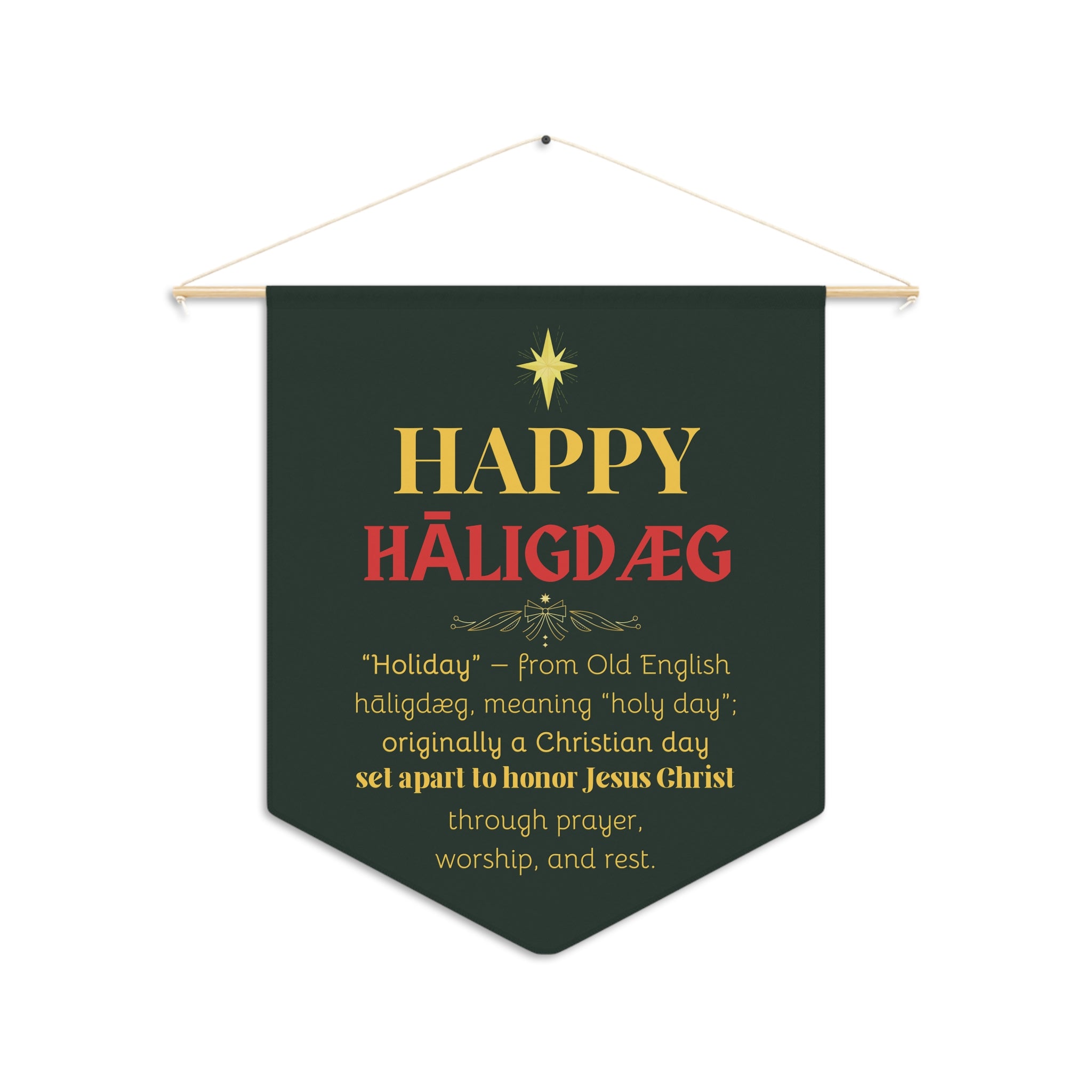 Holiday Pennant – Jerusalem Star & Typography, 18”x21”