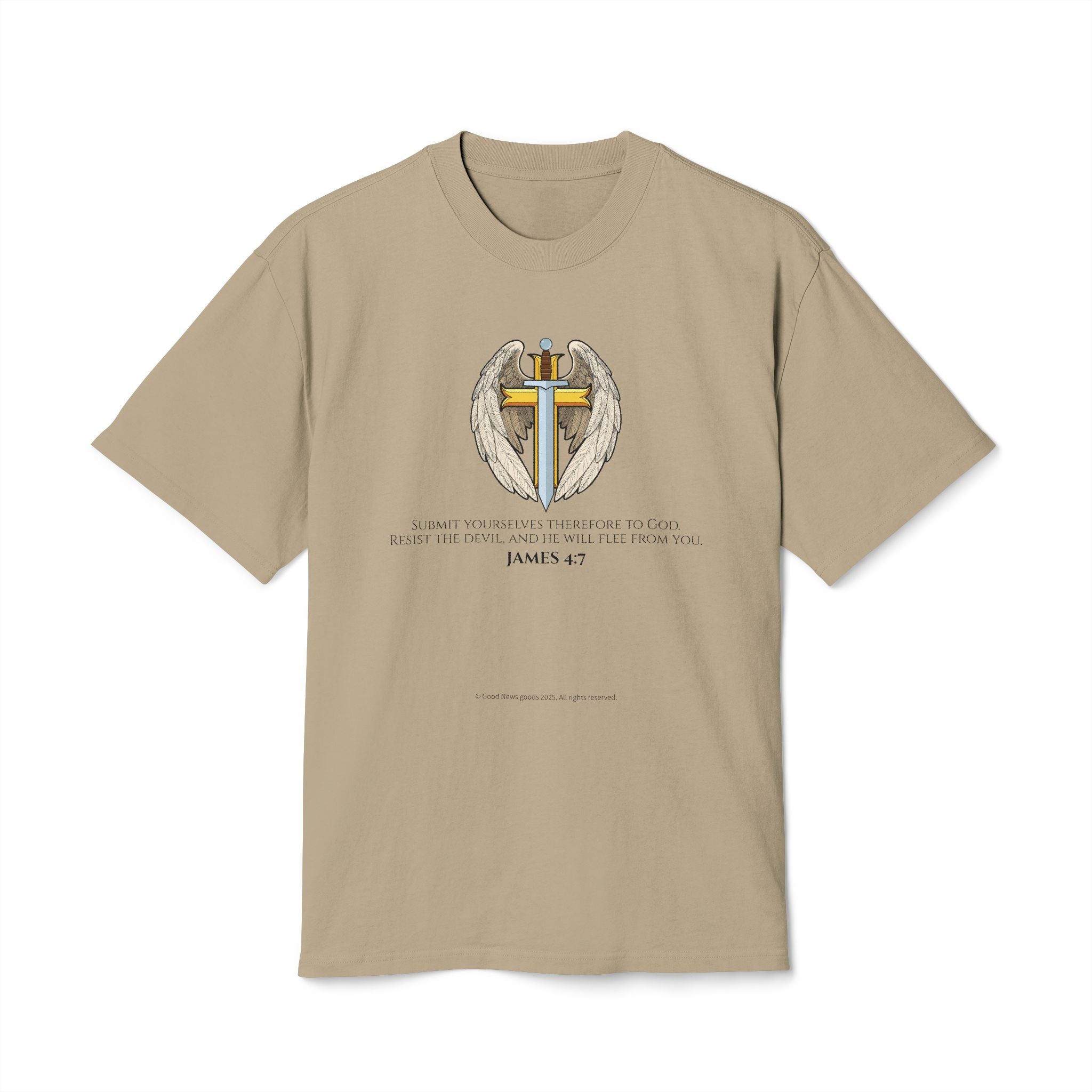 “Michael The Archangel Cross” Faded Heavyweight T-shirt - Streetwear Edition