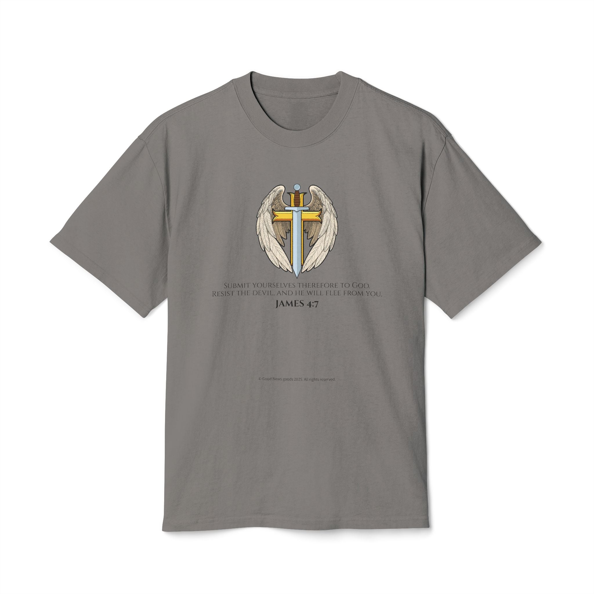 “Michael The Archangel Cross” Faded Heavyweight T-shirt - Streetwear Edition