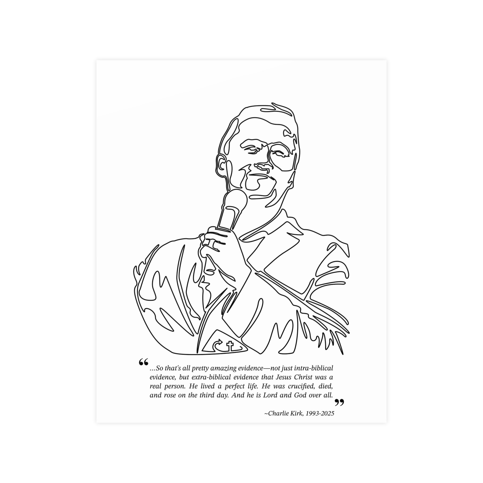 Charlie Kirk Print - 1 Corinthians 15: 3-4 – Hand-Drawn Artwork