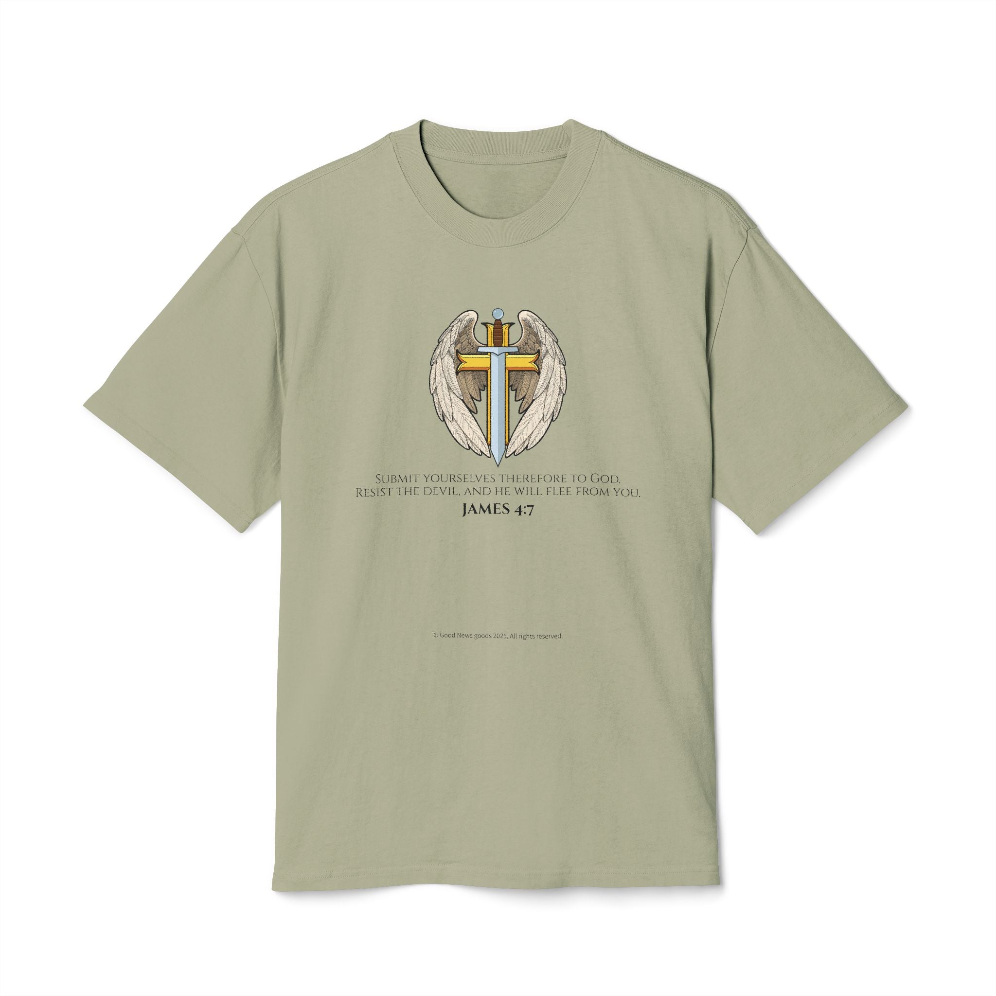“Michael The Archangel Cross” Faded Heavyweight T-shirt - Streetwear Edition