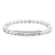“Jesus Loves Me” Engraved Bracelet – Semi-Precious Stone - Stainless Steel Bar, No Coating