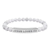 “Jesus Loves Me” Engraved Bracelet – Semi-Precious Stone - Stainless Steel Bar, No Coating
