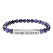 “Jesus Loves Me” Engraved Bracelet – Semi-Precious Stone - Stainless Steel Bar, No Coating