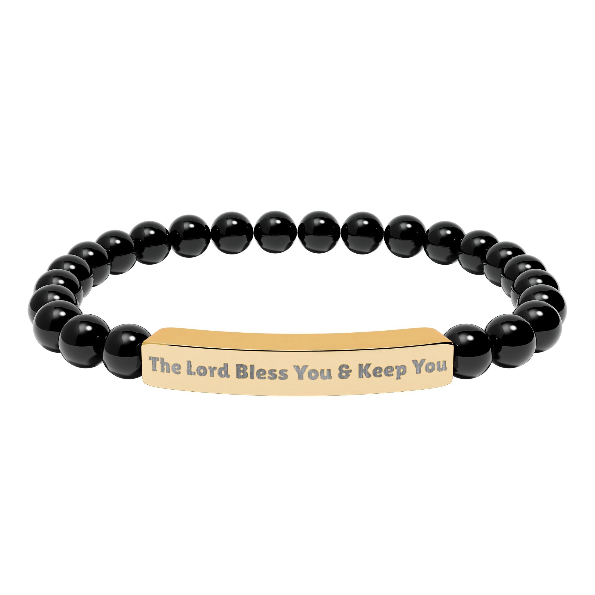 “The Blessing” Engraved Bracelet — Inspired by Numbers 6:24-26 - Semi-Precious Stone - Stainless Steel Bar, 18K PVD Coating available