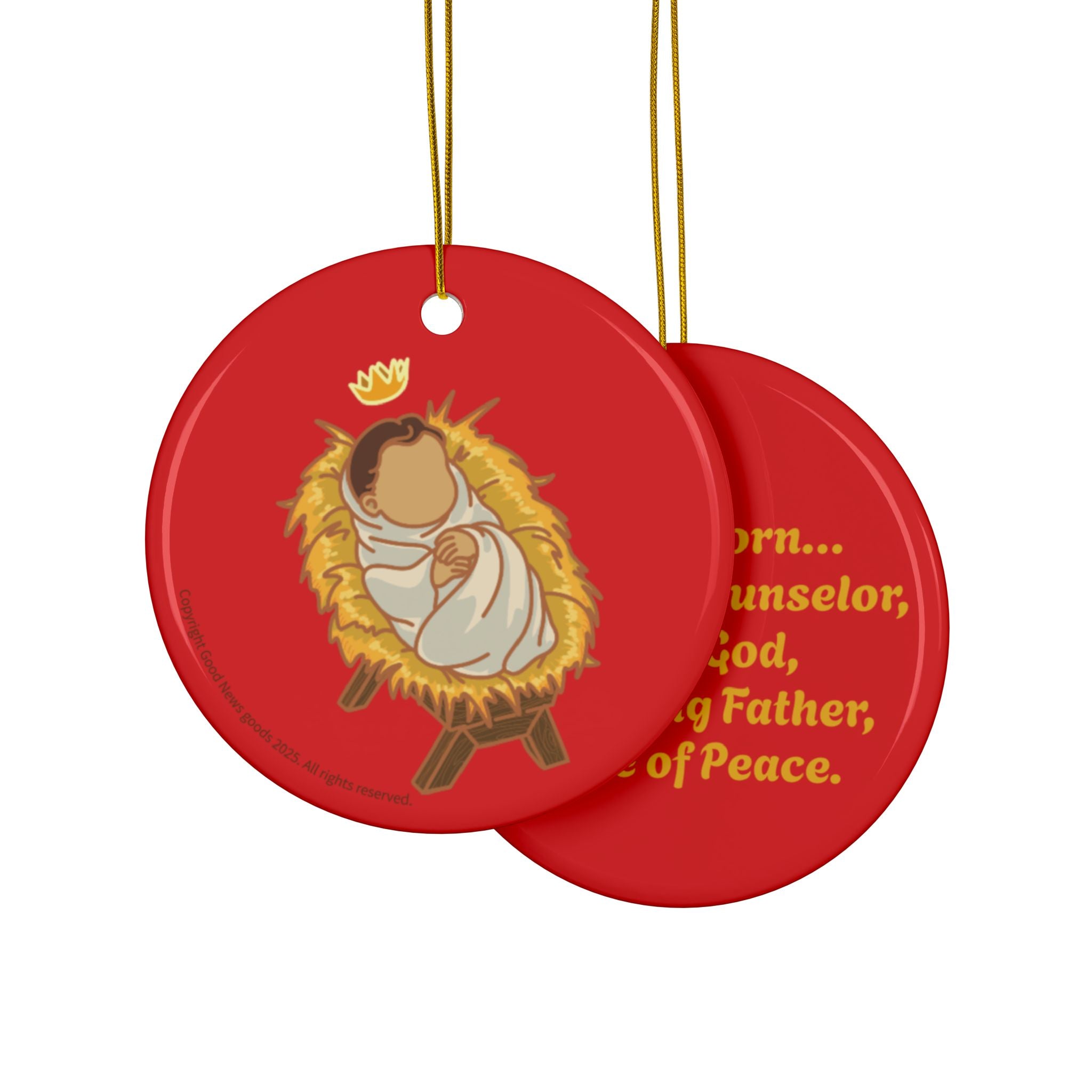 Prince of Peace - Set of Double-Sided Ceramic Ornament – Baby Jesus Graphic