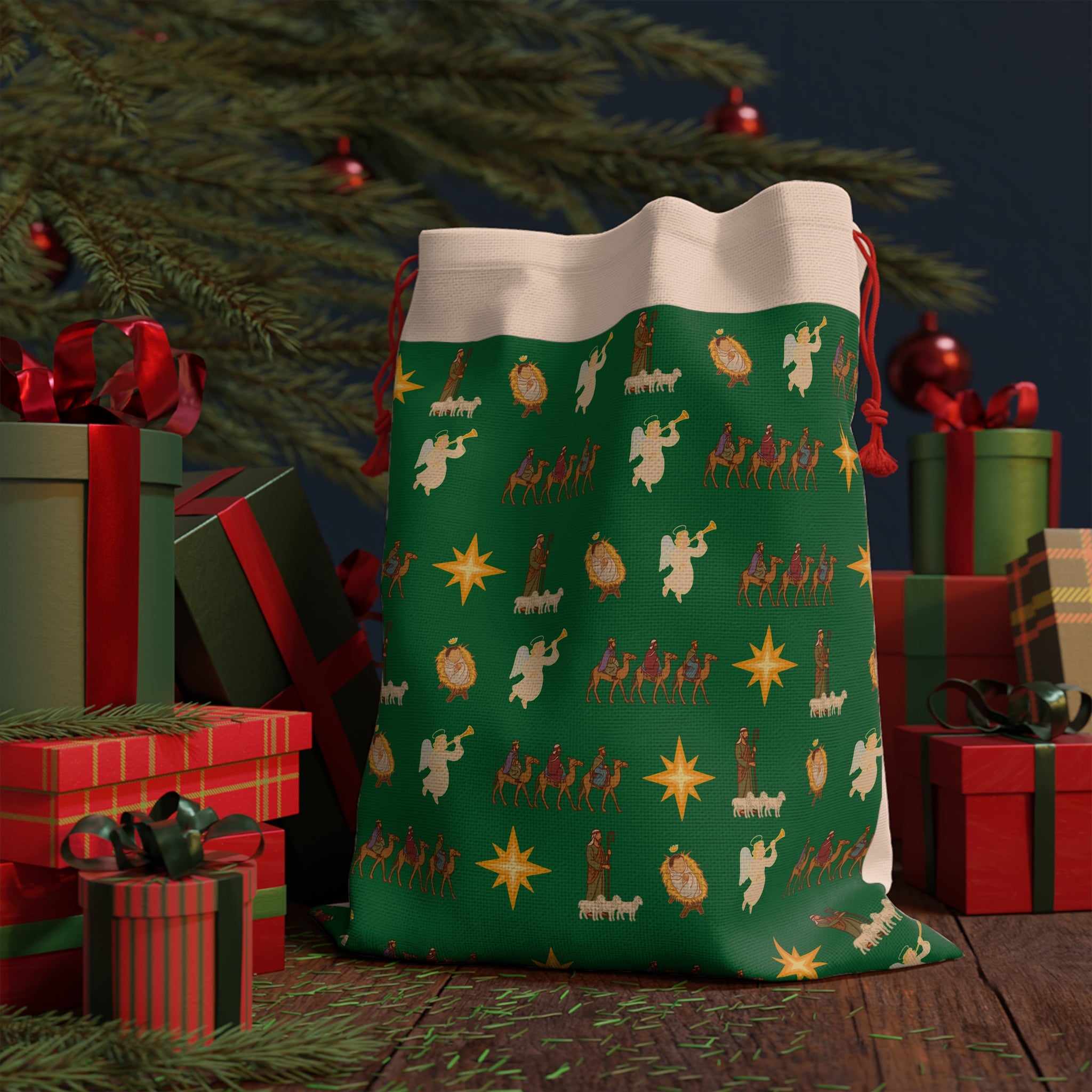 Nativity Reusable Gift Bag – Green