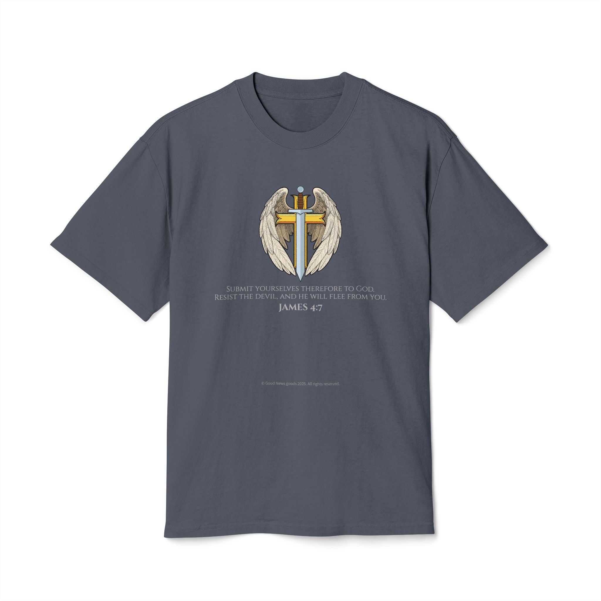“Michael The Archangel Cross” Faded Heavyweight T-shirt - Streetwear Edition