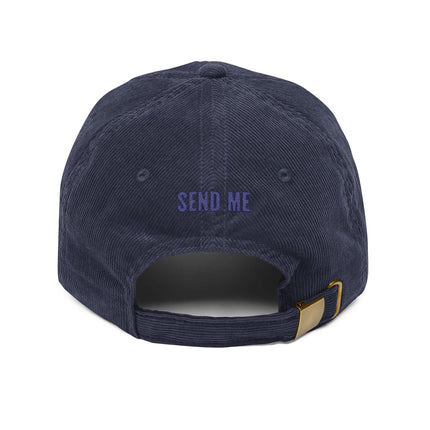 “Here Am I / Send Me” Vintage Corduroy Cap - Faith-Inspired Embroidery