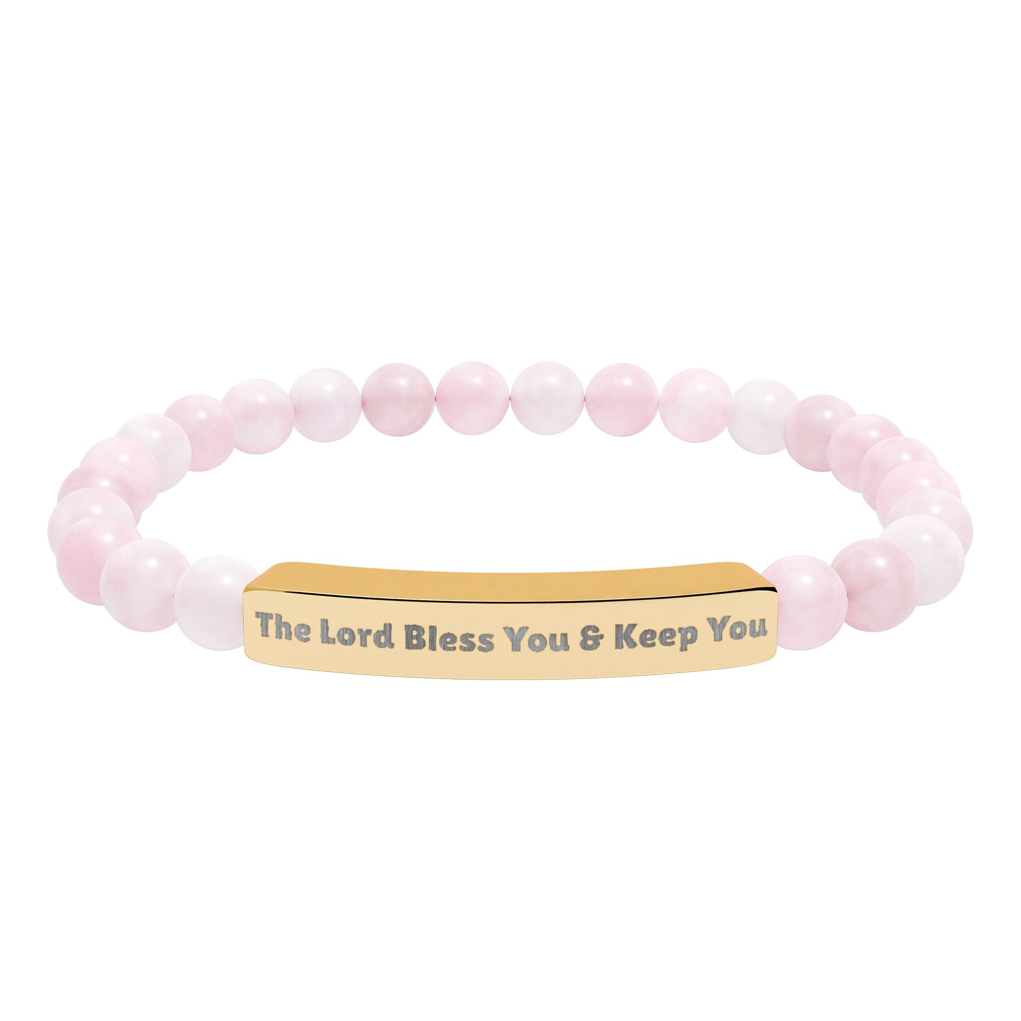 “The Blessing” Engraved Bracelet — Inspired by Numbers 6:24-26 - Semi-Precious Stone - Stainless Steel Bar, 18K PVD Coating available