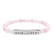 “Jesus Loves Me” Engraved Bracelet – Semi-Precious Stone - Stainless Steel Bar, No Coating