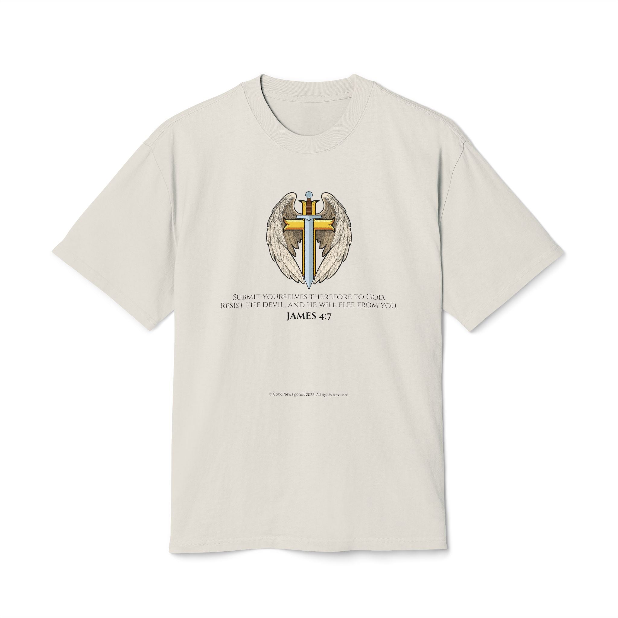 “Michael The Archangel Cross” Faded Heavyweight T-shirt - Streetwear Edition