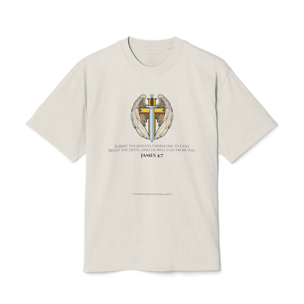 “Michael The Archangel Cross” Faded Heavyweight T-shirt - Streetwear Edition