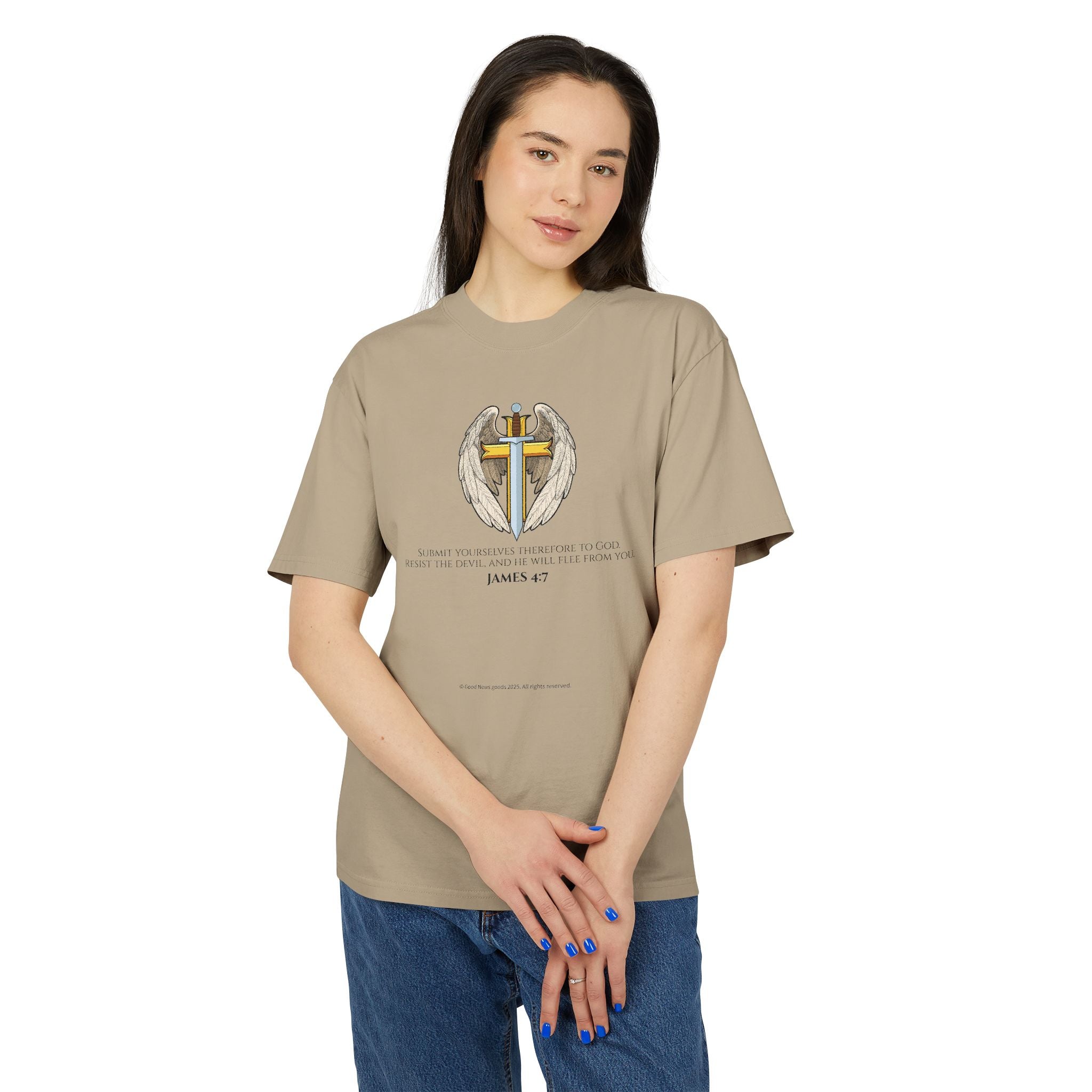 “Michael The Archangel Cross” Faded Heavyweight T-shirt - Streetwear Edition