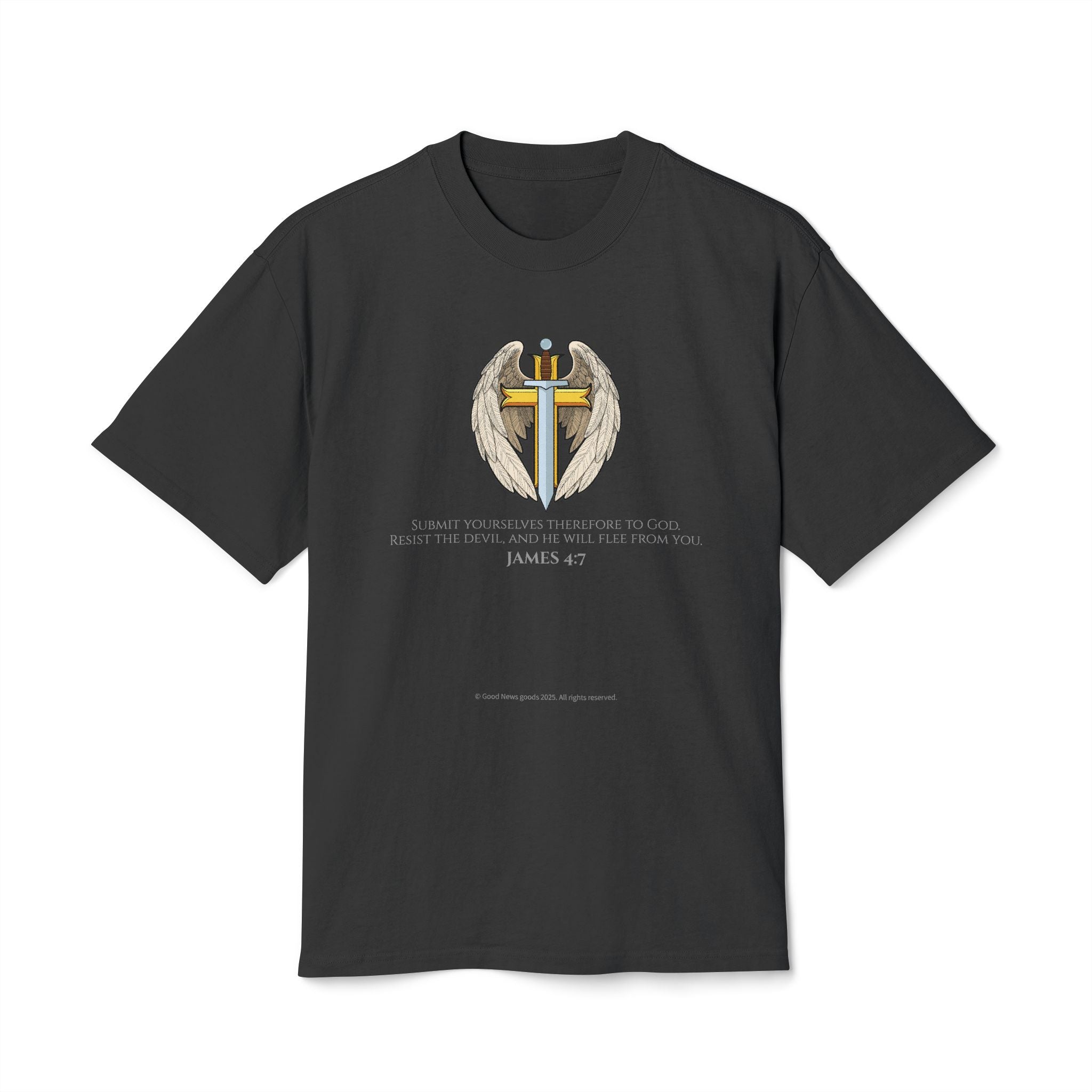“Michael The Archangel Cross” Faded Heavyweight T-shirt - Streetwear Edition